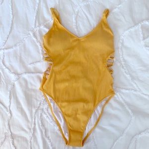 Ribbed Yellow One-Piece Swimsuit